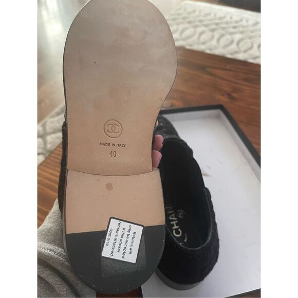 Chanel leather and tweed slip on Loafers - Picture 10 of 12